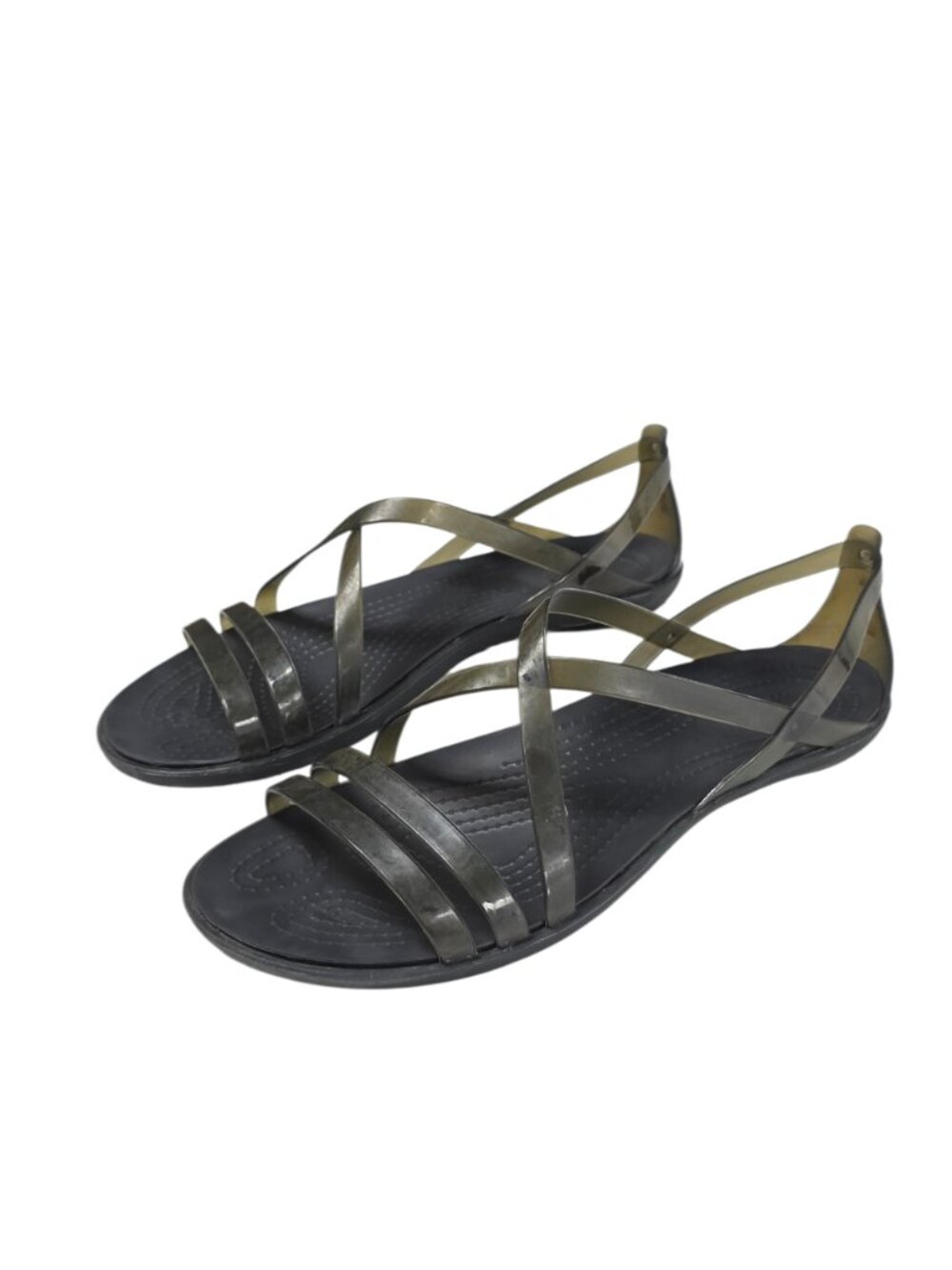CROCS Womens Isabella Strappy Slip On Sandals, Comfort, Black, Size 8